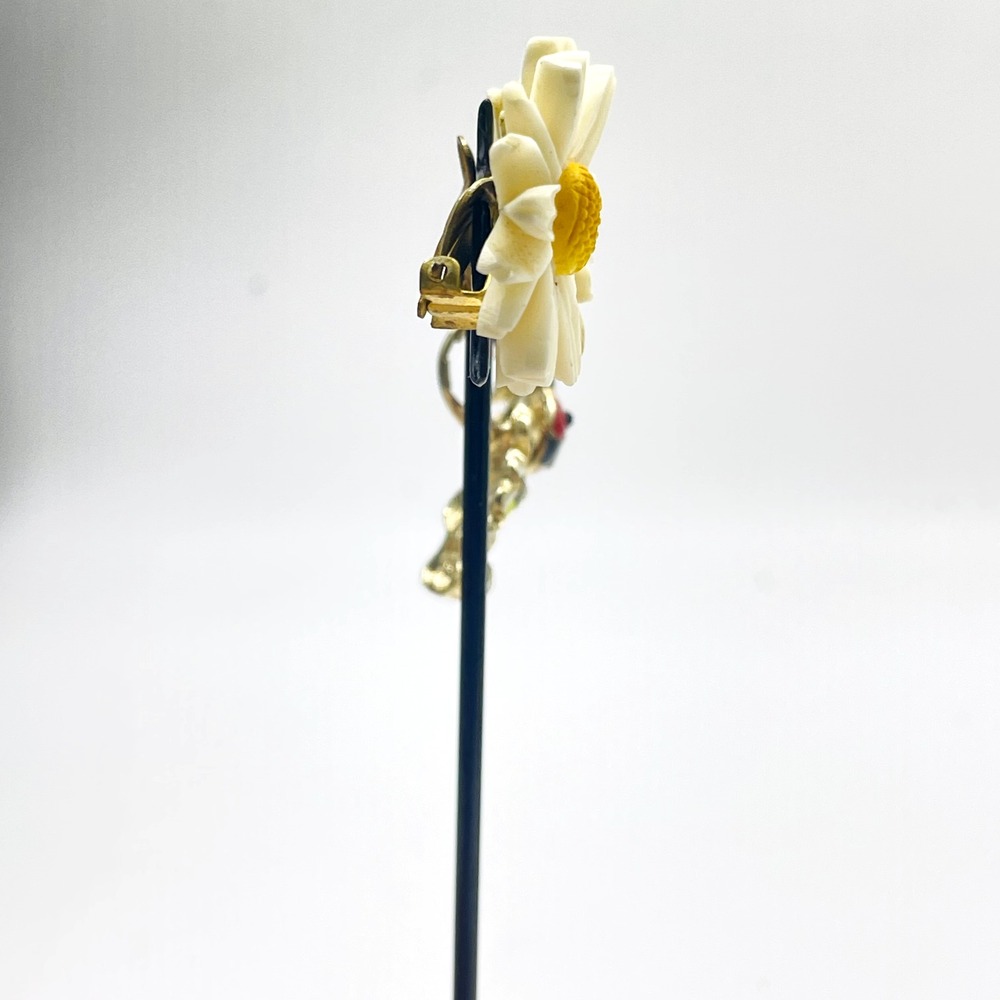 Vintage Earrings Lot of 2 Bug Floral Daisy Enamel Flower Statement Retro - Picture 12 of 16
